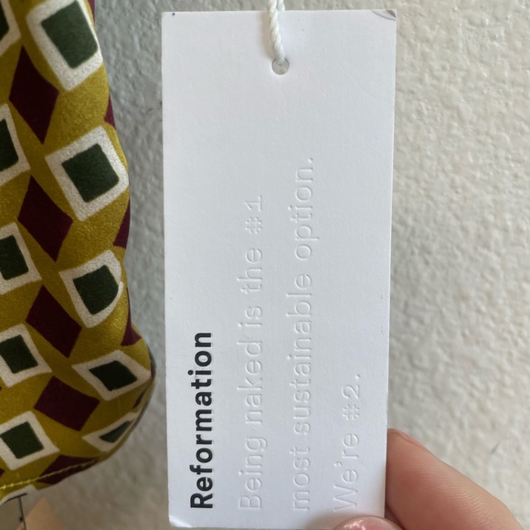 Reformation Gruyere Silk Top NWT Geometric Print Spaghetti Strap Top - Picture 4 of 6